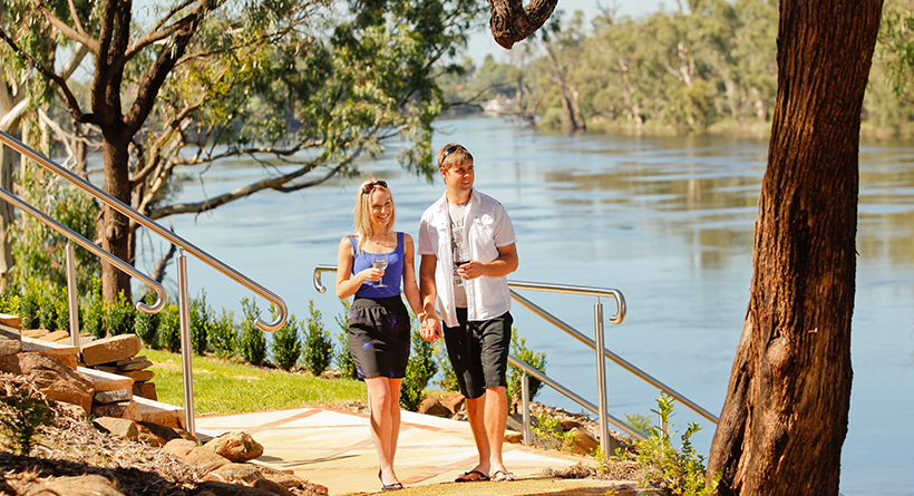 Couple enjoying Trentham Estate and wines